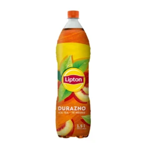 Té negro Lipton sabor durazno, botella de 1,5L. Refrescante y frutal, ideal para consumo diario.