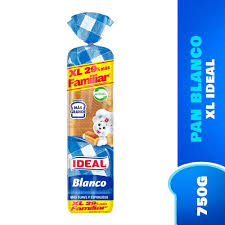 Pan de molde Ideal blanco XL 750 g (envase azul)