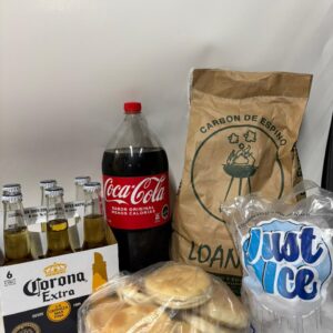 SIX PACKS CORONA - KILO PAN - COCA COLA 3LTS - HIELO - CARBÓN
